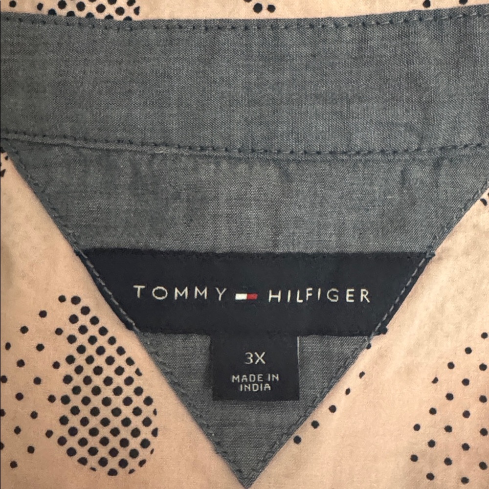 Tommy Hilfiger 🆕 100% Cotton Polka Dot Hearts Button Tab Roll Sleeves NWOT Sz 3x - Picture 13 of 14